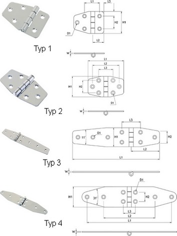 Angled Stainless Steel Hinges