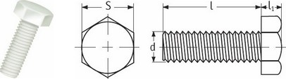 Hexagonal Head Screw - PVDF, PP