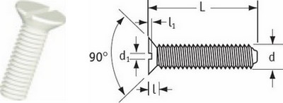 Slotted Countersunk Screws - PVDF, PP